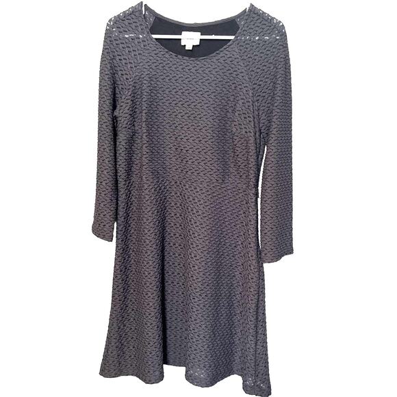eci New York Charcoal Gray stretch mesh dress Knee Length Long Sleeve sz 12 - Picture 1 of 8